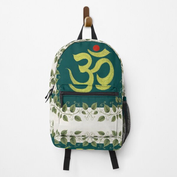 Item preview, Aum (Om) with a red bindu made of and surrounded by leaves and tendrils designed and sold by ShaDeS-AI-Art.