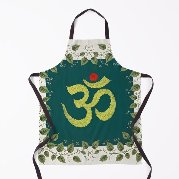 Item preview, Aum (Om) with a red bindu made of and surrounded by leaves and tendrils designed and sold by ShaDeS-AI-Art.
