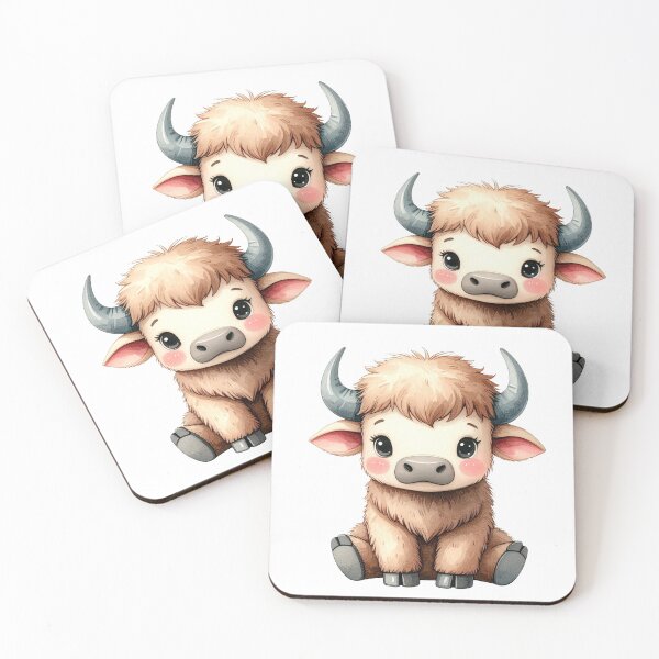Item preview, Cute Watercolor Baby Water Buffalo with Tiny Horns designed and sold by takeng07.