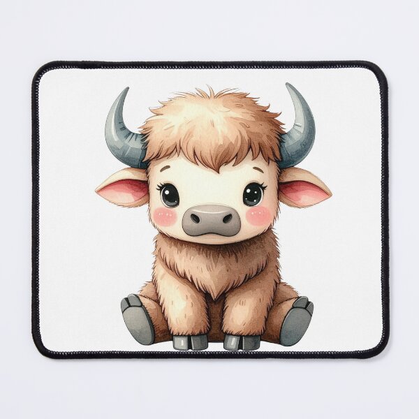 Item preview, Cute Watercolor Baby Water Buffalo with Tiny Horns designed and sold by takeng07.