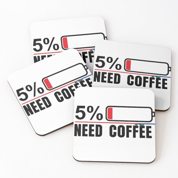 Item preview, 5% Battery – Need Coffee | Funny Low Battery Graphic Tee designed and sold by Be-You-Vibes.