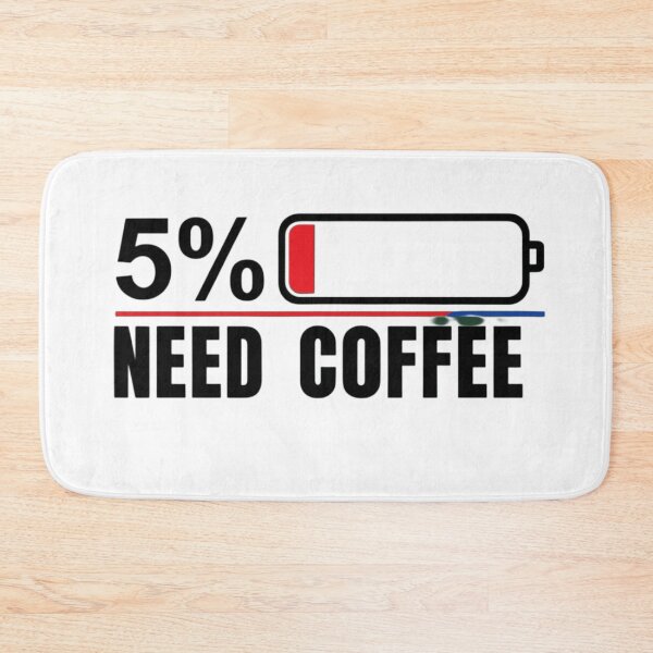 Item preview, 5% Battery – Need Coffee | Funny Low Battery Graphic Tee designed and sold by Be-You-Vibes.