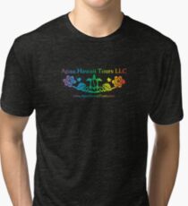 Apau Hawaii Tours - Sea Turtle & Gardenia Flower Logo Tri-blend T-Shirt