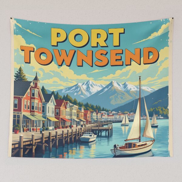 Item preview, Port Townsend, Washington, USA: Vintage-Style Painterly Travel Poster designed and sold by LSVart.