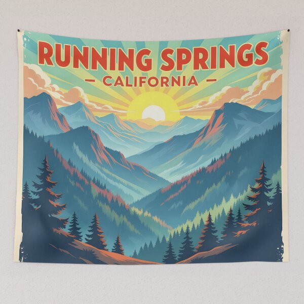 Item preview, Running Springs, California, USA: Vintage-Style Painterly Travel Poster designed and sold by LSVart.