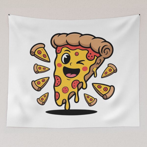 Item preview, Winking Pizza Slice Party – Cute Flying Pepperoni Cartoon designed and sold by DailySparks.