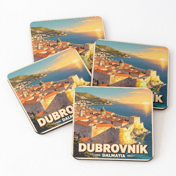 Item preview, Dubrovnik, Dalmatia, Croatia: Vintage-Style Painterly Travel Poster designed and sold by LSVart.