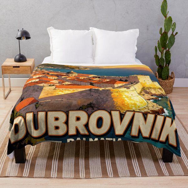 Item preview, Dubrovnik, Dalmatia, Croatia: Vintage-Style Painterly Travel Poster designed and sold by LSVart.