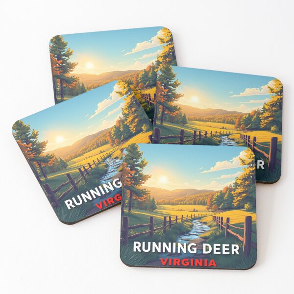 Item preview, Running Deer, Virginia, USA: Vintage-Style Painterly Travel Poster designed and sold by LSVart.