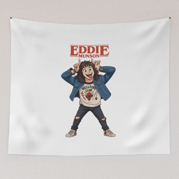 Item preview, Eddie Munson Hellfire Club Retro 80s Metalhead Pop Culture Illustration designed and sold by Lineesh Kumar.