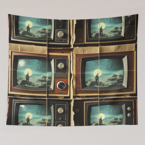 Item preview, Retro Sci-Fi TV Gallery - Vintage Television Art Grid Painting designed and sold by Cine8.