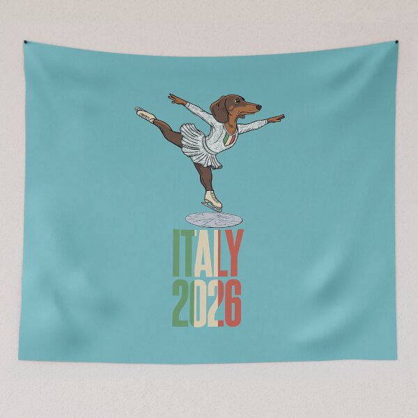 Item preview, Grace on Ice – Dachshund Figure Skater Italy 2026 designed and sold by CARPIO Creations.