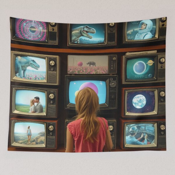 Item preview, Retro Sci-Fi TV Gallery - Vintage Television Art Grid Painting designed and sold by Cine8.