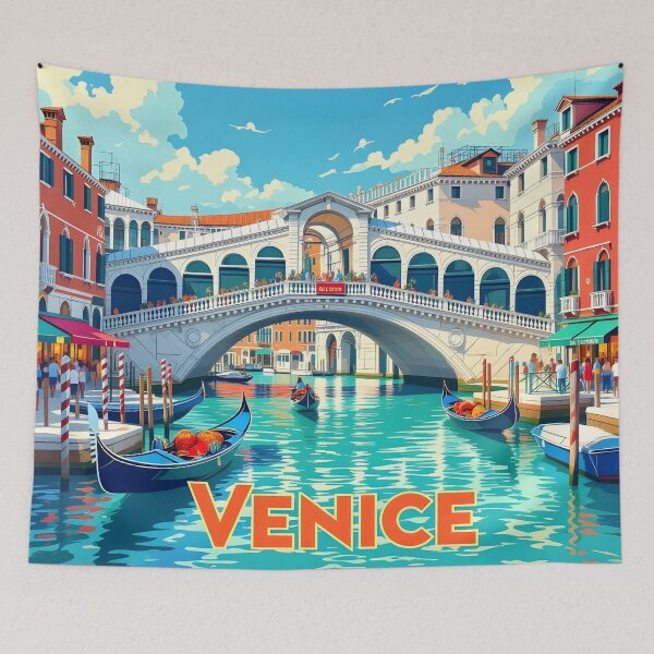 Item preview, Venice, Italy: Vintage-Style Painterly Travel Poster designed and sold by LSVart.