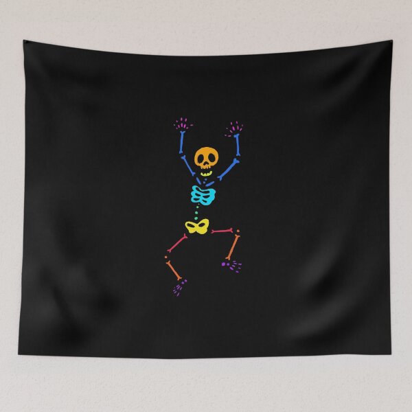 Item preview, Neon Dancing Skeleton on Black Background designed and sold by Kruti Collection.