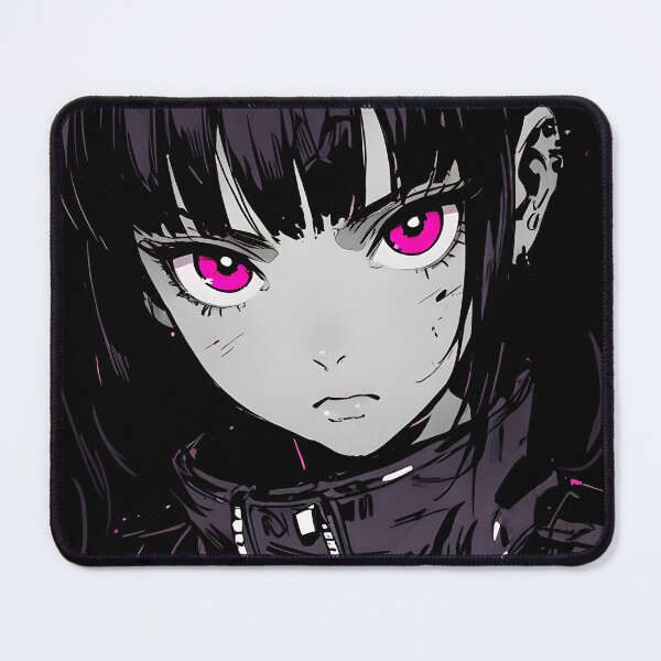Item preview, NEON: Monochrome Magenta Gaze Portrait| Cute Cyberpunk Anime Girl designed and sold by Sytrics.