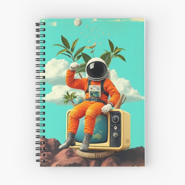 Item preview, Retro Space TV Astronaut - Vintage Television Helmet Orange Suit Art designed and sold by Cine8.
