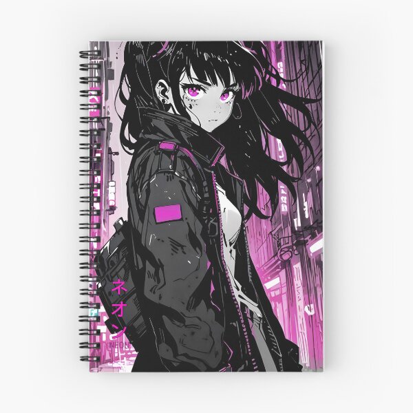 Item preview, NEON: Monochrome Rainy Alley Action | Cute Cyberpunk Anime Girl designed and sold by Sytrics.