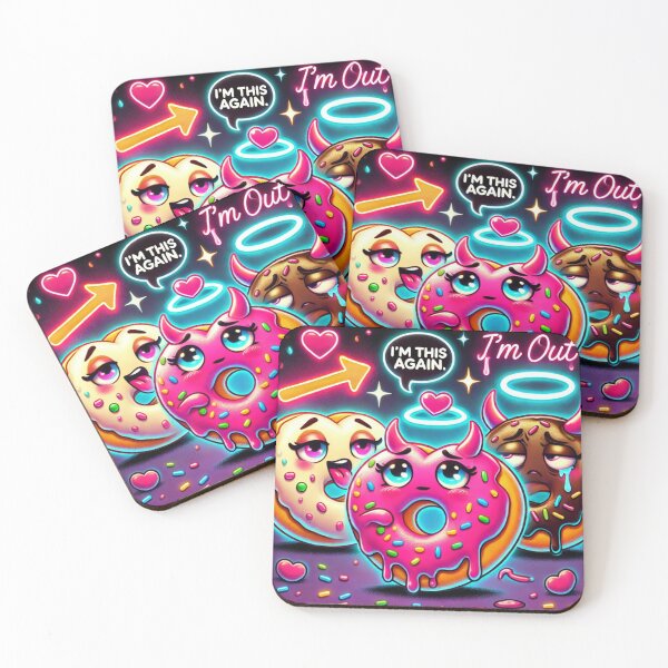 Item preview, I’m This Again / I’m Out – Neon Donut Relationship Meme  designed and sold by ComedyInkFactor.