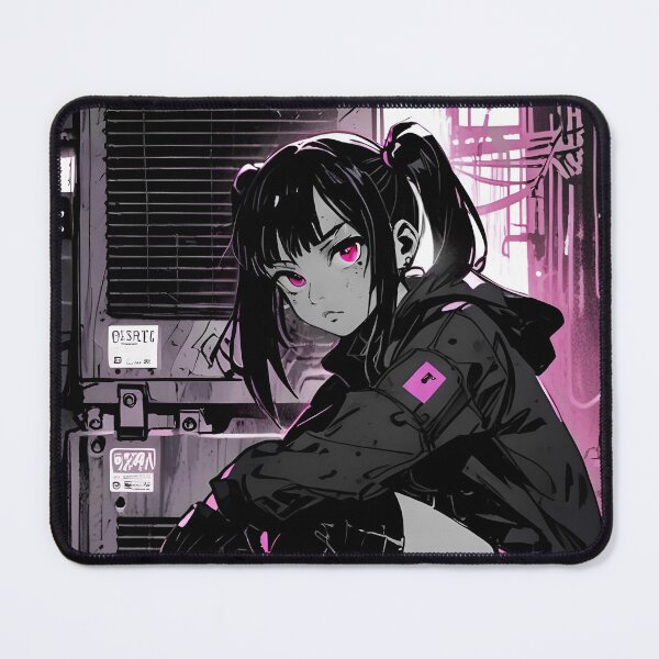 Item preview, NEON: Monochrome Industrial Tactical Crouch | Cute Cyberpunk Anime Girl designed and sold by Sytrics.