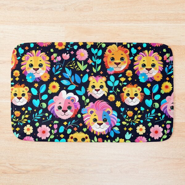 Item preview, Colorful Jungle Lions Pattern with Tropical Flowers designed and sold by Blooms & Paws Haven .