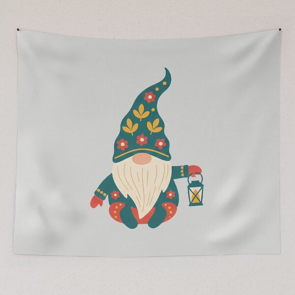 Item preview, Sitting Gnome with Lantern – Scandinavian Folk Art by heidiannemorris © designed and sold by FOLK ART FUSION by heidiannemorris.