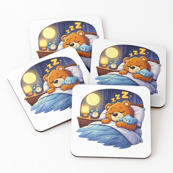 Item preview, Sleepy Bear in Cozy Bed – Cute Nighttime Cartoon Sticker designed and sold by RelateAndTee.