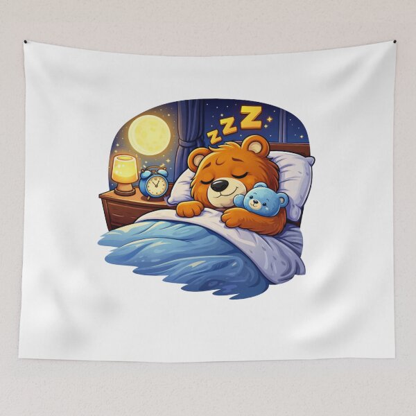 Item preview, Sleepy Bear in Cozy Bed – Cute Nighttime Cartoon Sticker designed and sold by RelateAndTee.