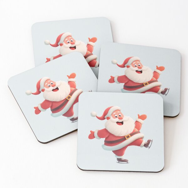 Item preview, Smiling Santa Claus on Skates with His Arms up in the Air designed and sold by Violet Peonies.