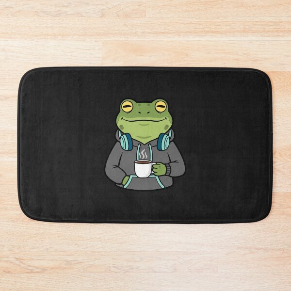 Item preview, Confident Calm Frog Illustration – Hoodie Frog with Headphones & Coffee | Cool Cartoon Art designed and sold by ColorSplash123.