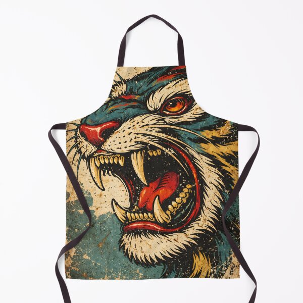 Item preview, A VINTAGE JAPANESE TIGER PAINTED ON THE WALLS designed and sold by infinitearte.