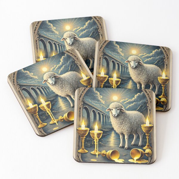 Item preview, Sheepism – Five of Cups Tarot Card designed and sold by Thpoar.