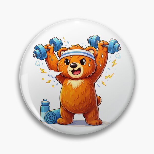 Item preview, Strong Gym Bear Lifting Weights – Motivational Cartoon Sticker designed and sold by RelateAndTee.