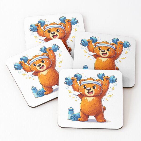 Item preview, Strong Gym Bear Lifting Weights – Motivational Cartoon Sticker designed and sold by RelateAndTee.