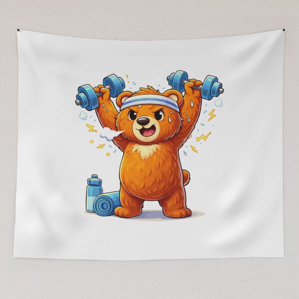 Item preview, Strong Gym Bear Lifting Weights – Motivational Cartoon Sticker designed and sold by RelateAndTee.