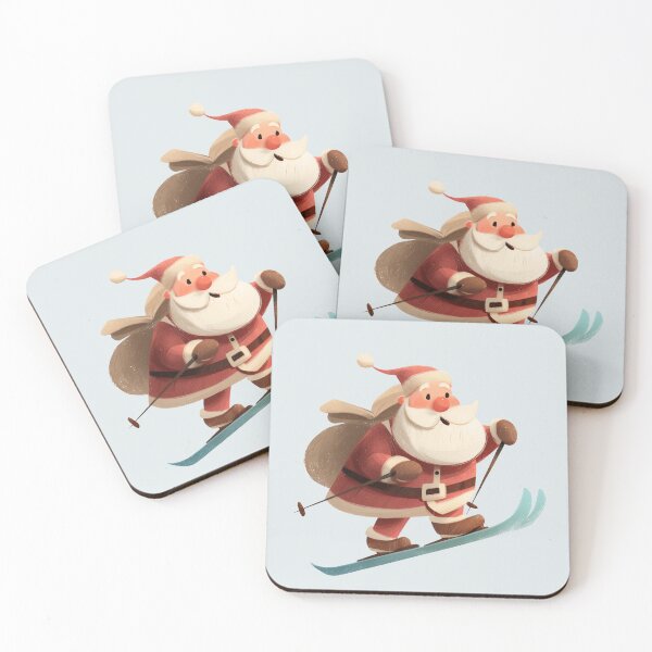 Item preview, Santa Claus Carrying a Gift-Filled Sack on Skis designed and sold by Violet Peonies.