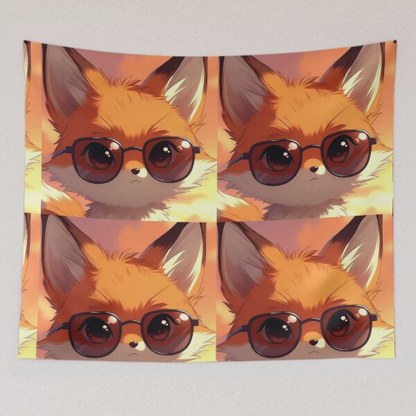 Item preview, Copy of Playful Anime Fox with Sunglasses Sunset Chibi Art designed and sold by NovaDigitalArt45.