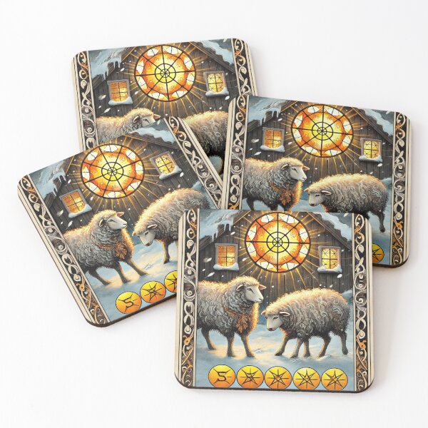 Item preview, Sheepism – Five of Pentacles Tarot Card designed and sold by Thpoar.
