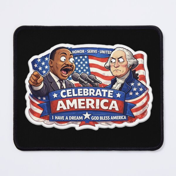 Item preview, Celebrate America: MLK Jr. & George Washington Patriotic Unity Sticker designed and sold by zuzzelek44.