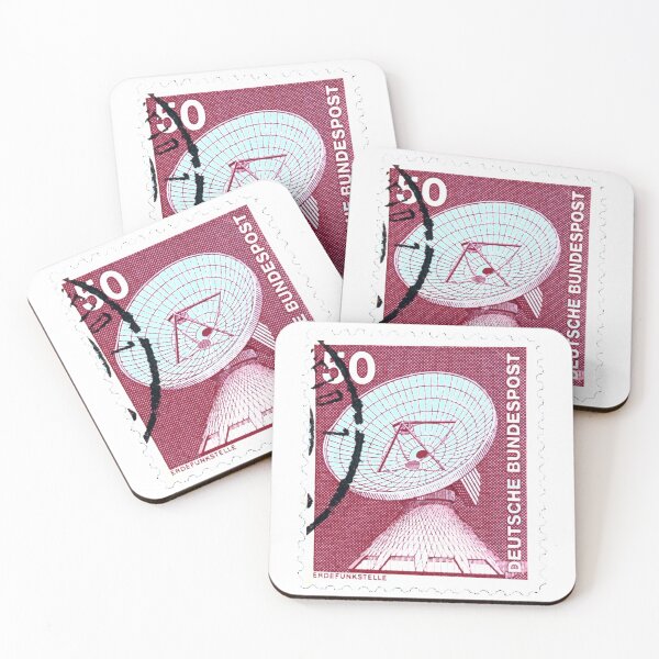 Item preview, German Deutsche 50 Satellite Dish Red Vintage Postage Stamp designed and sold by red-amber65.
