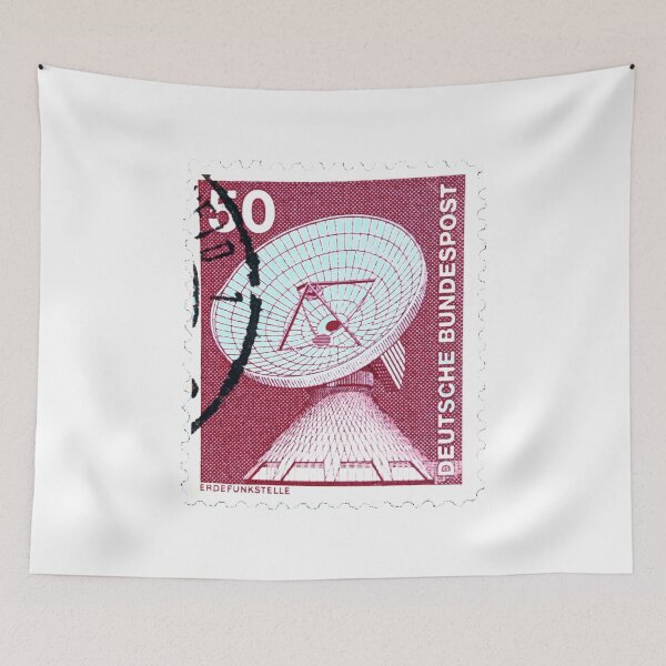 Item preview, German Deutsche 50 Satellite Dish Red Vintage Postage Stamp designed and sold by red-amber65.