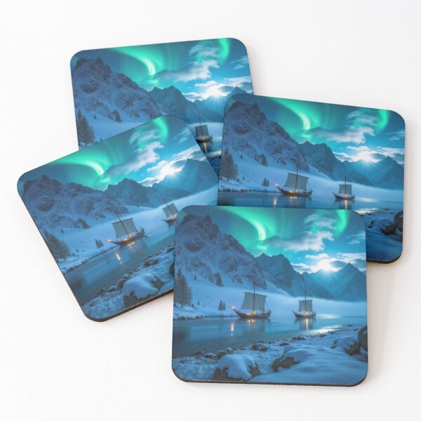 Item preview, Aurora Over Frozen Waters – Vessels Beneath the Northern Lights designed and sold by Crazy Ronald.