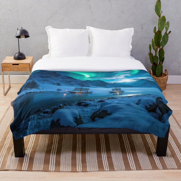 Item preview, Aurora Over Frozen Waters – Vessels Beneath the Northern Lights designed and sold by Crazy Ronald.