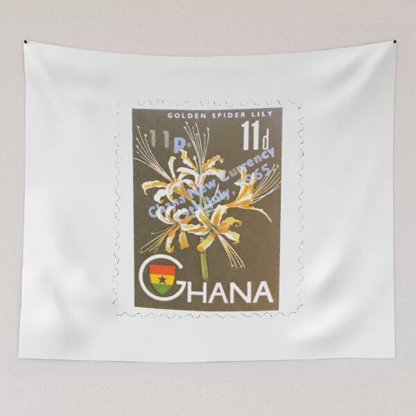 Item preview, Ghana Golden Spider Lily Flower Vintage Postage Stamp designed and sold by red-amber65.