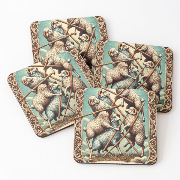 Item preview, Sheepism – Five of Wands Tarot Card designed and sold by Thpoar.