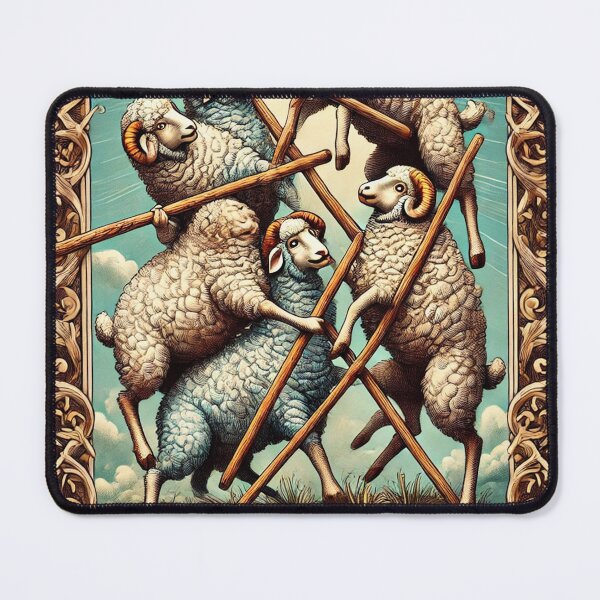Item preview, Sheepism – Five of Wands Tarot Card designed and sold by Thpoar.