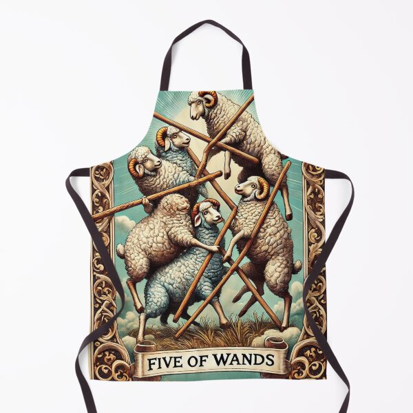 Item preview, Sheepism – Five of Wands Tarot Card designed and sold by Thpoar.
