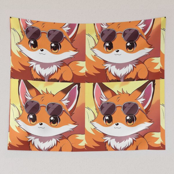 Item preview, Copy of Playful Anime Fox with Sunglasses Sunset Chibi Art designed and sold by NovaDigitalArt45.