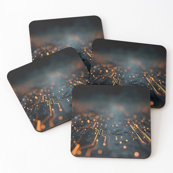 Item preview, Abstract futuristic circuit board background with orange glowing lights, computer hardware concept designed and sold by Nexa Digital.