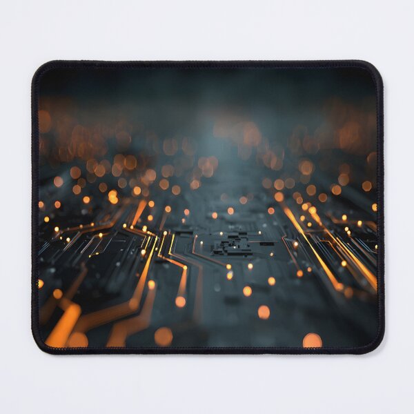 Item preview, Abstract futuristic circuit board background with orange glowing lights, computer hardware concept designed and sold by Nexa Digital.